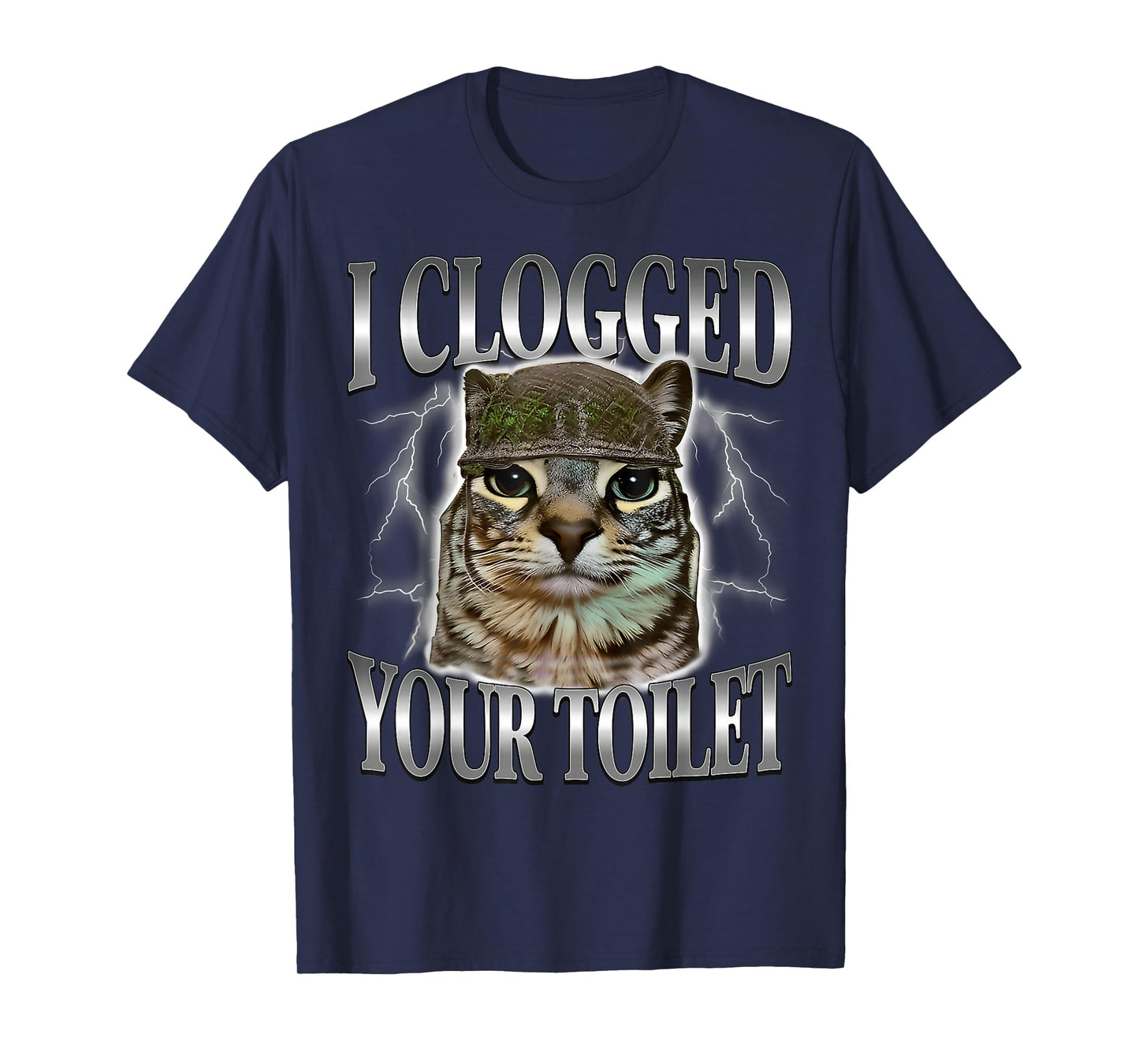 I Clogged Your Toilet Funny Stupid Brainrot Staring Cat Meme T-Shirt