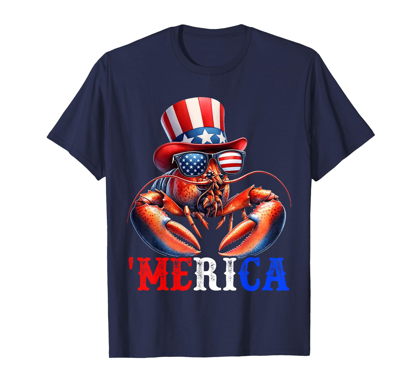 Merica Lobster Patriotic 4th of July Funny Kids Men Women T-Shirt