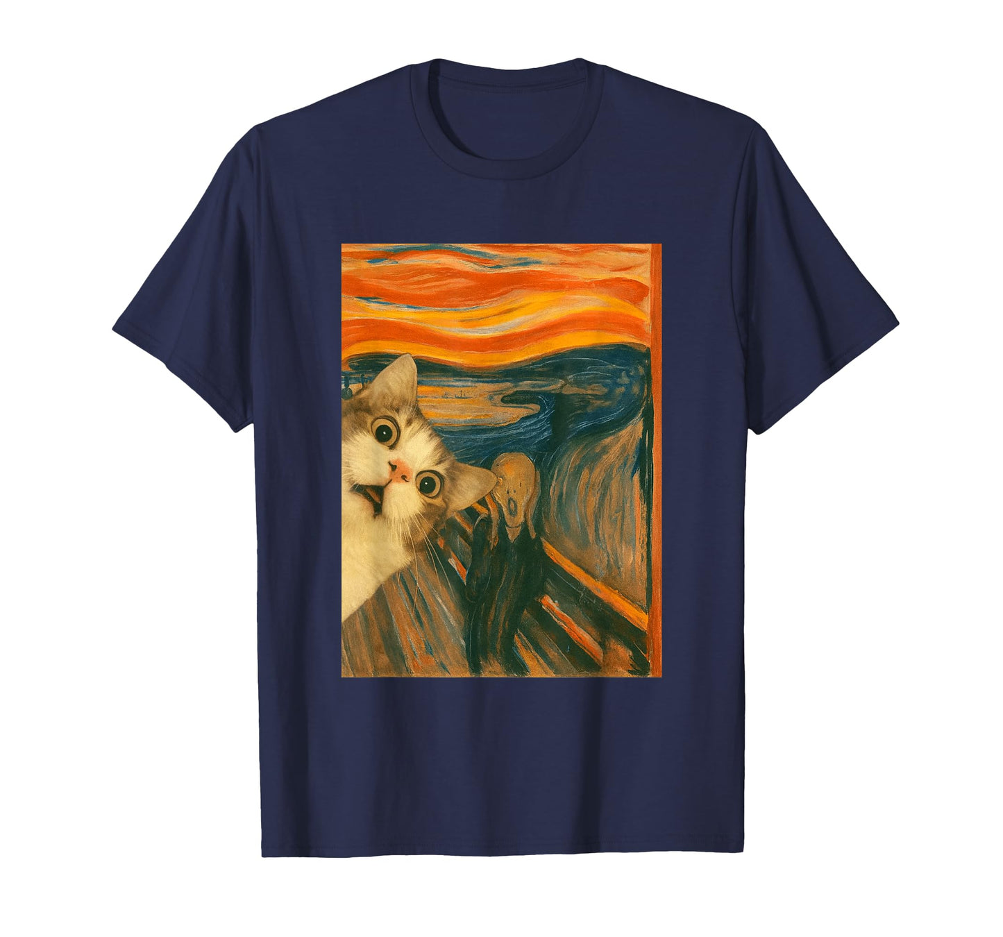 Funny Cat The Scream Art Parody Meme Feline Reaction T-Shirt