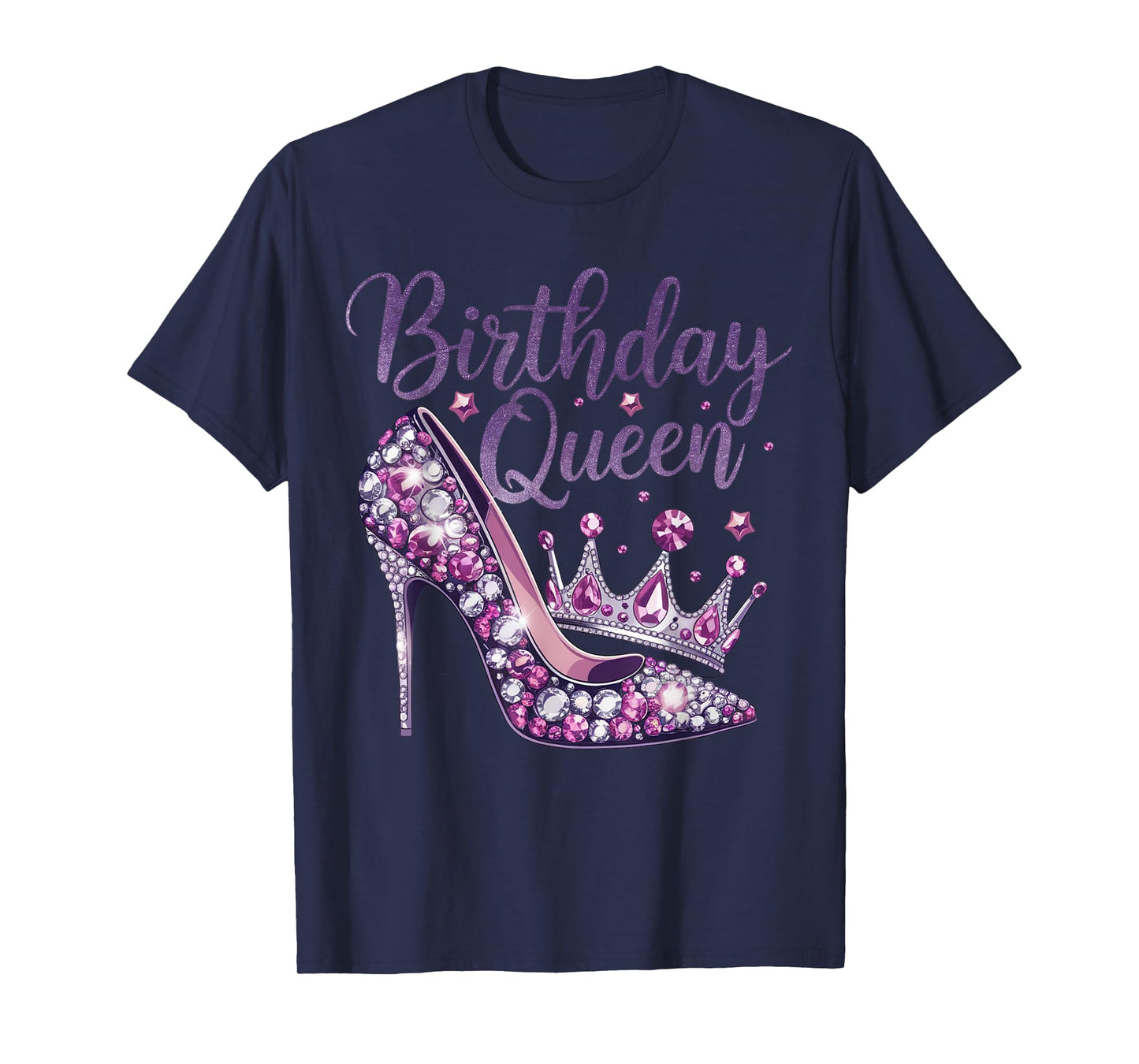 Birthday Queen with Purple Diamond Crown for Women T-Shirt