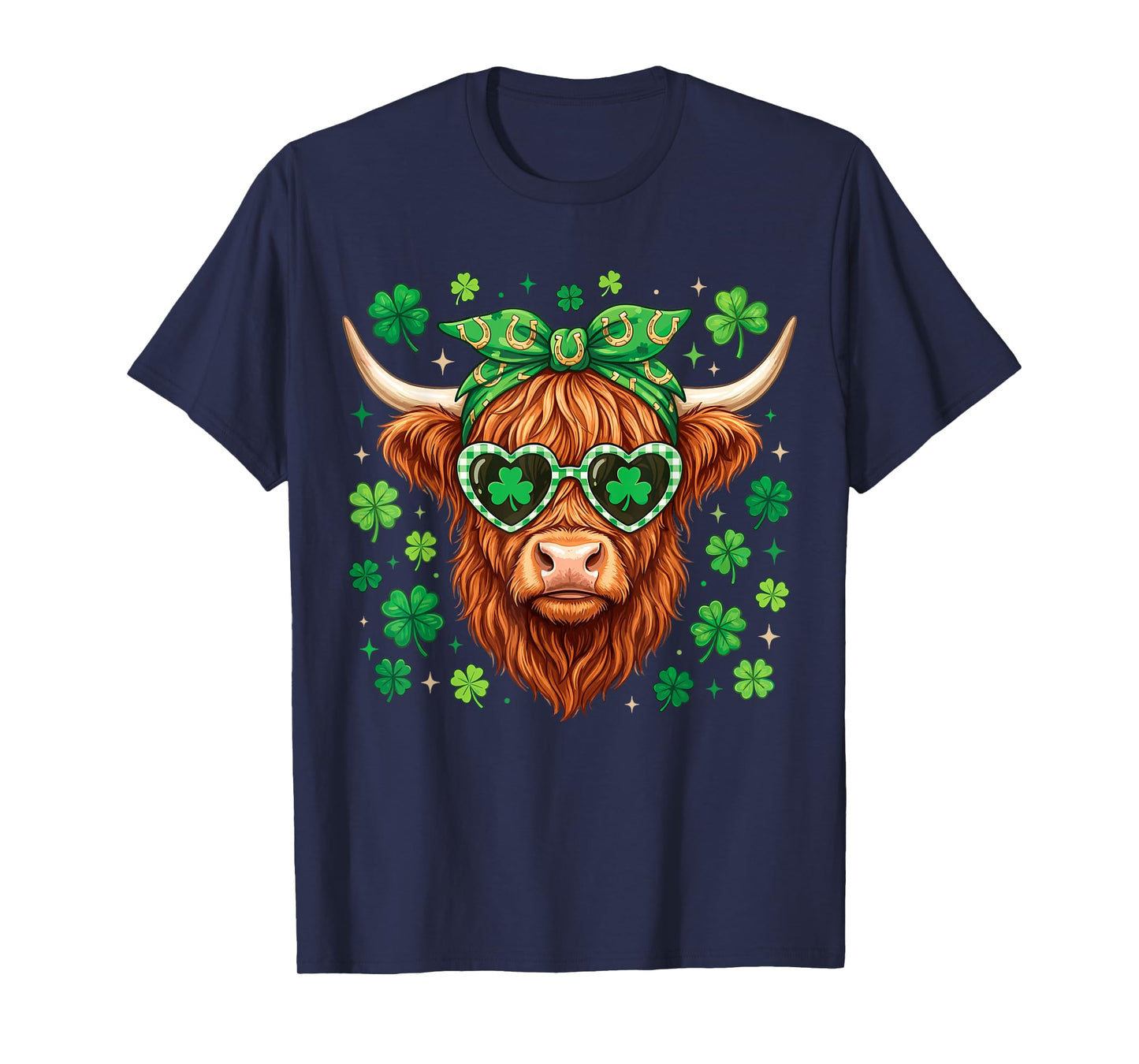 Highland Cow St Patricks Day Heifer Saint Pattys Women Kids T-Shirt