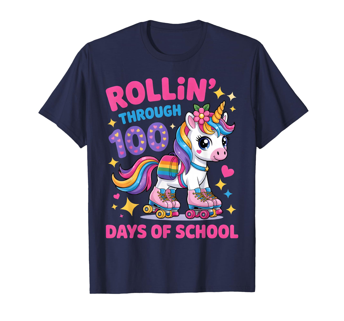 100 Days of School Unicorn 100th Day Smarter Girls Teacher T-Shirt