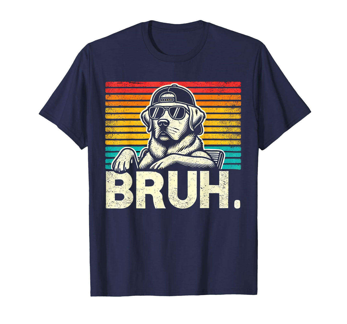 Bruh Retro Vintage 80s Dog Sunglasses Funny Bruh Labrador T-Shirt