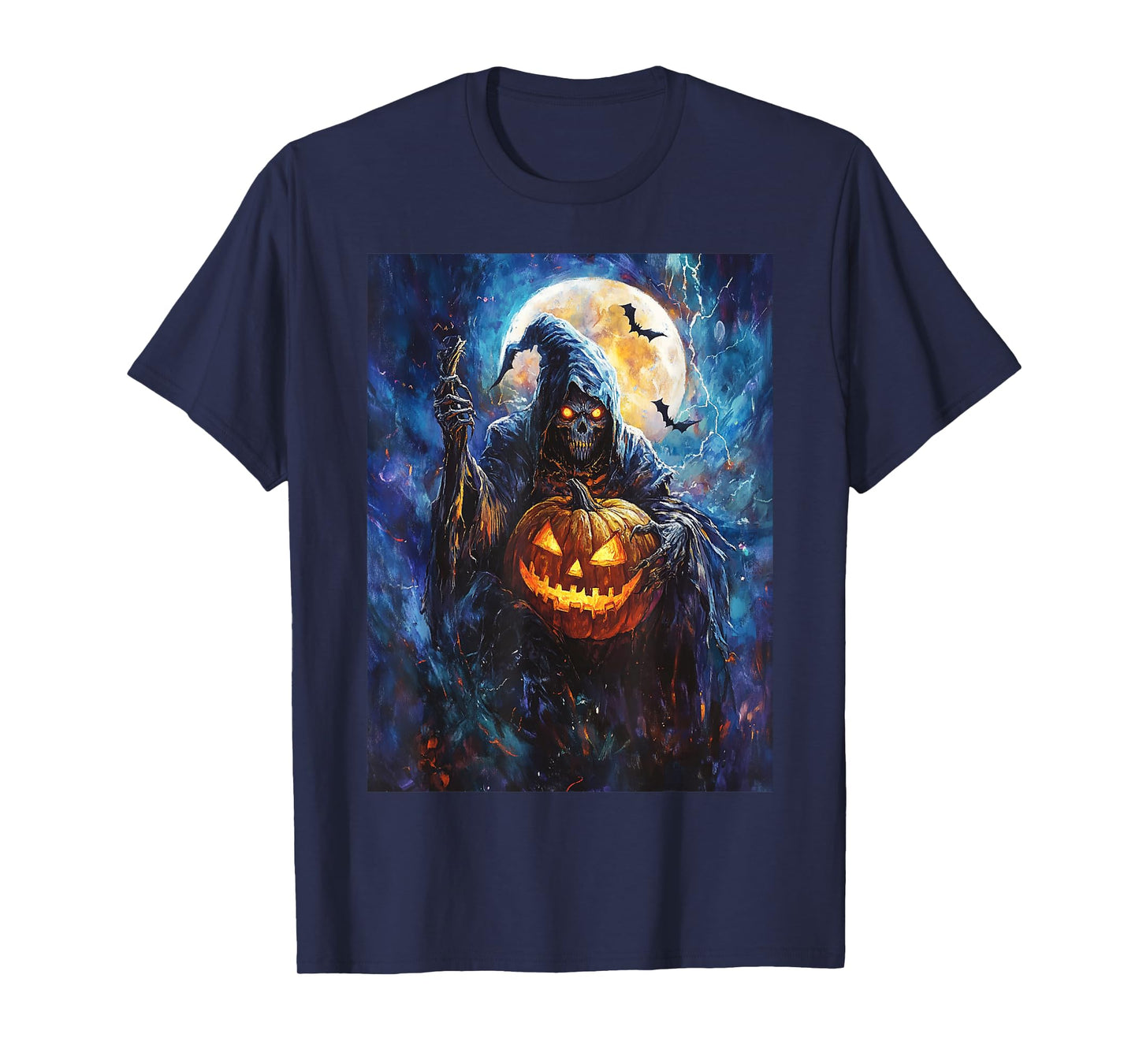 Halloween Spooky Pumpkin Design Scary Grim Reaper Halloween T-Shirt