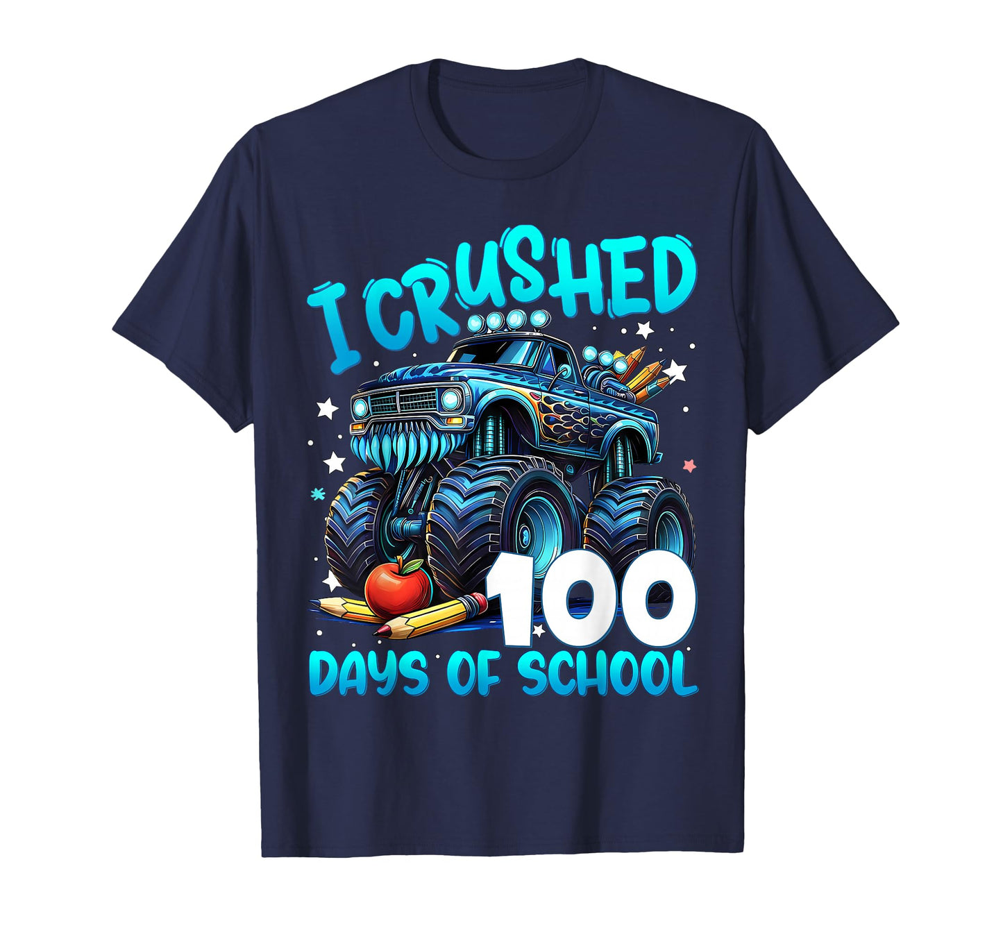I Crushed 100 Days of School Monster Truck 100th Day Boys T-Shirt