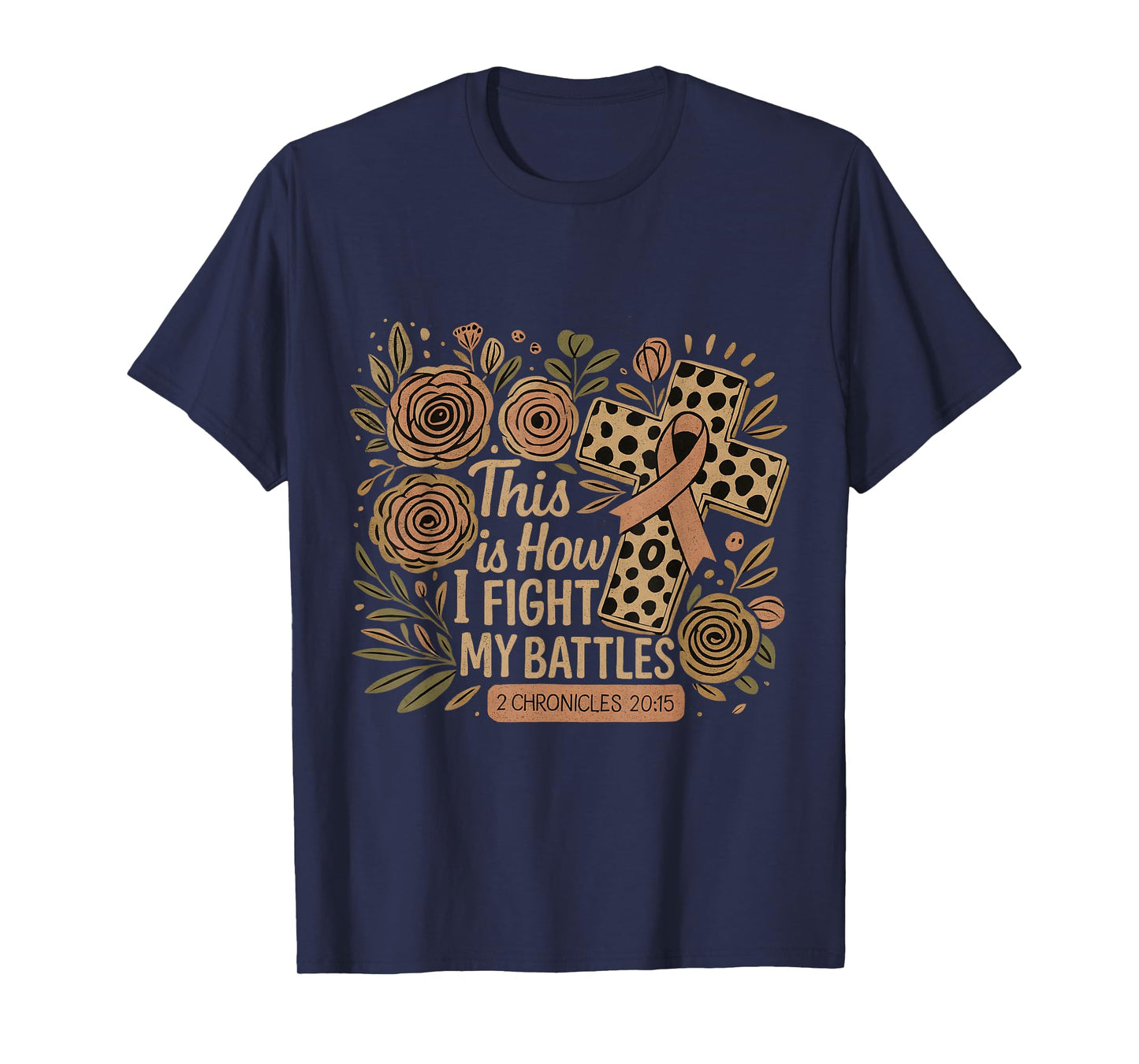 Scripture Cross Ribbon Floral Faith Inspirational T-Shirt