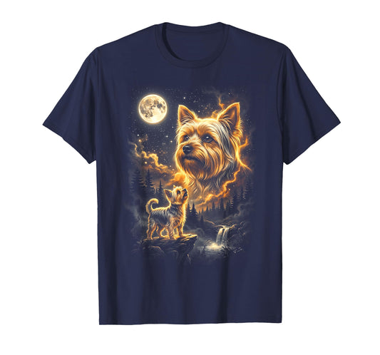 Yorkie Howling to The Moon Retro Vintage 90s Funny Dog T-Shirt