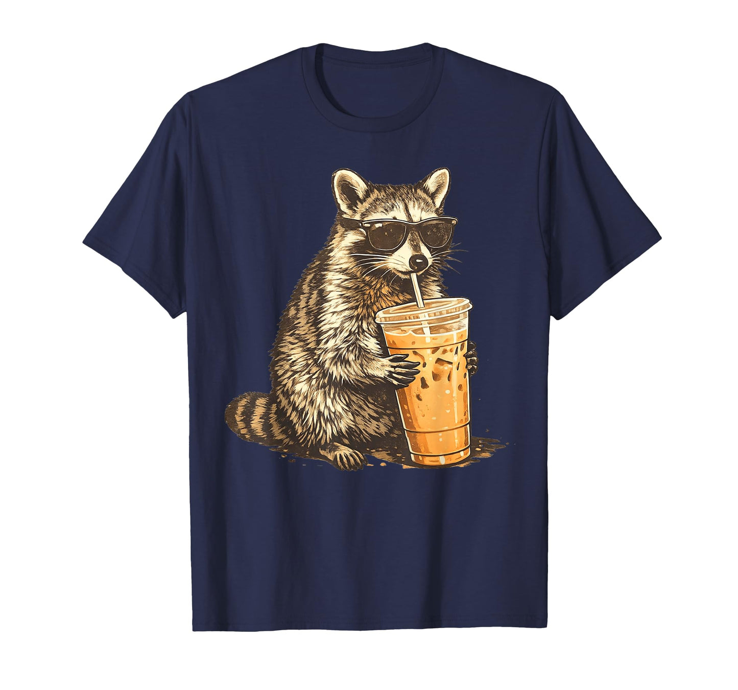 Raccoon Drinking Iced Coffee T-Shirt
