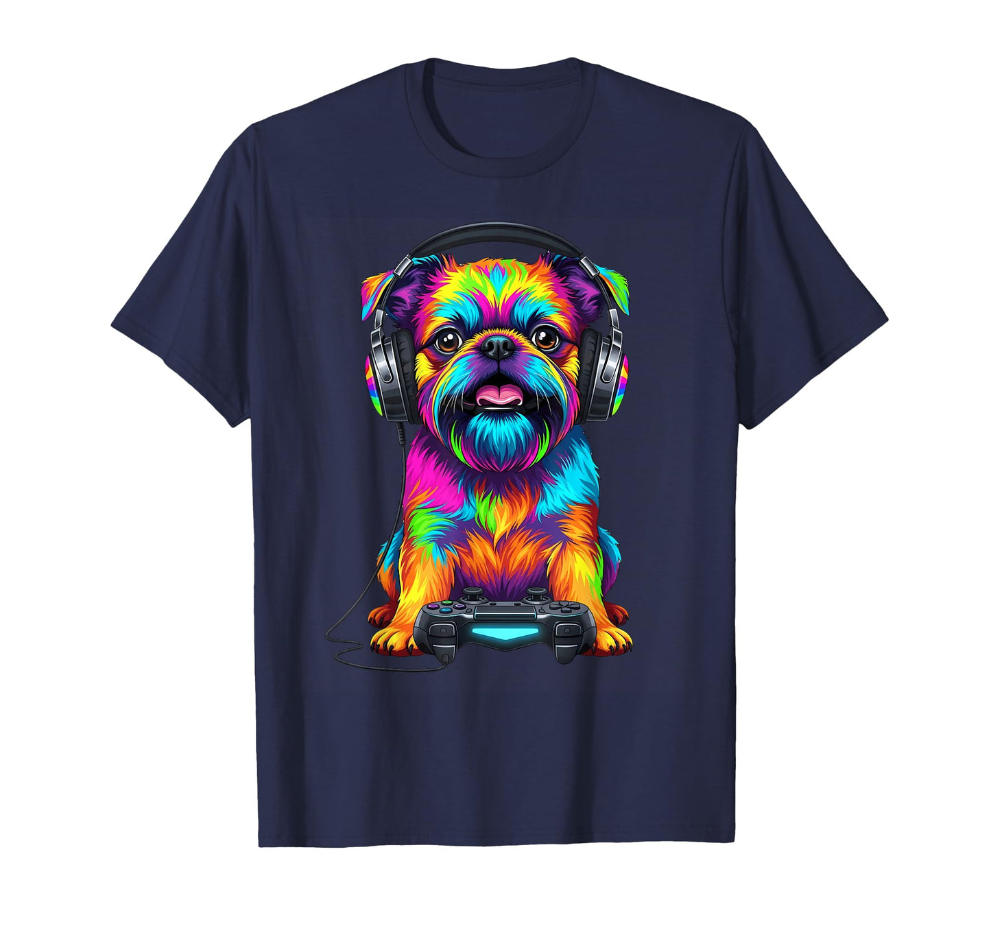 Colorful Brussels Griffon Video Game Gamer Dog Zoo Design T-Shirt