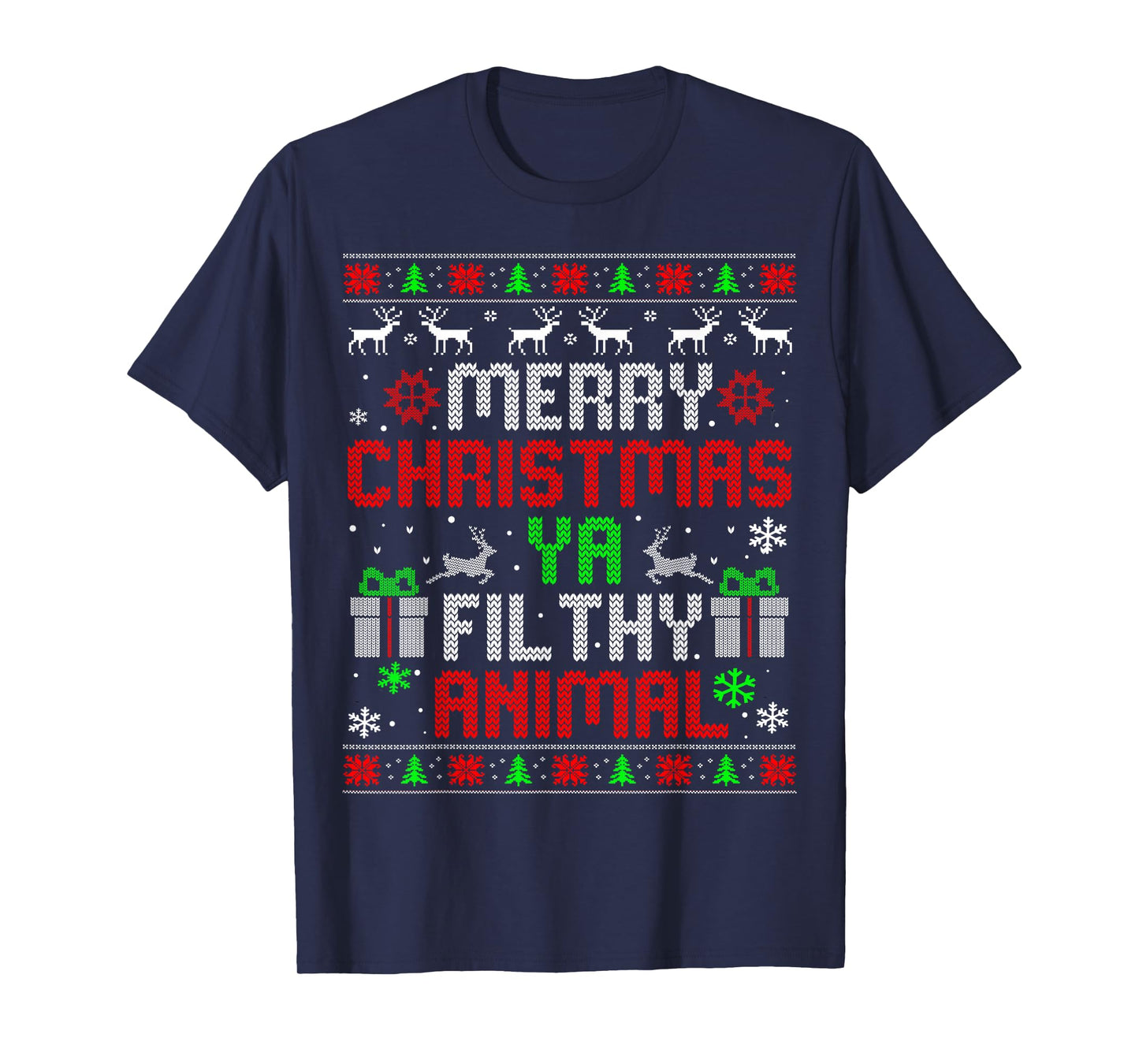 Merry Christmas Animal Filthy Xmas Ugly Ya Family Pajama T-Shirt