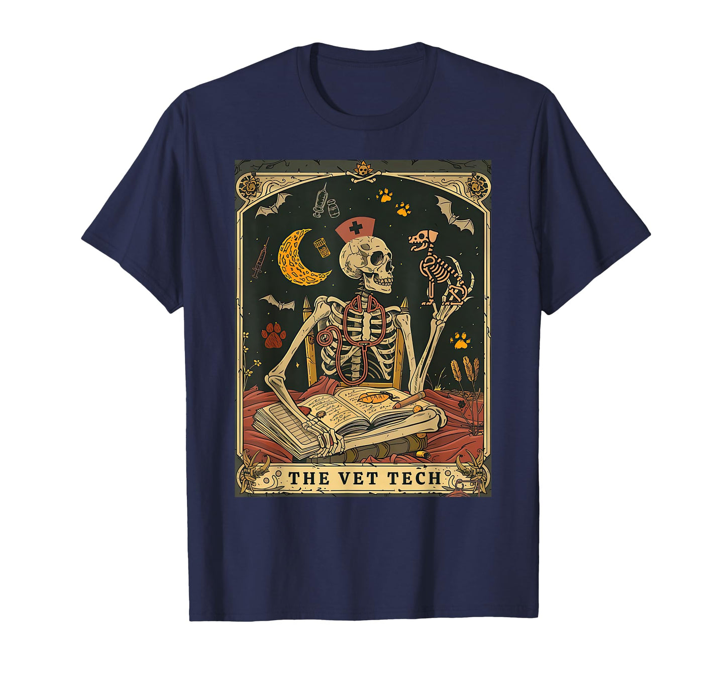 The Vet Tech Tarot Card Skeleton Stethoscope Veterinarian T-Shirt