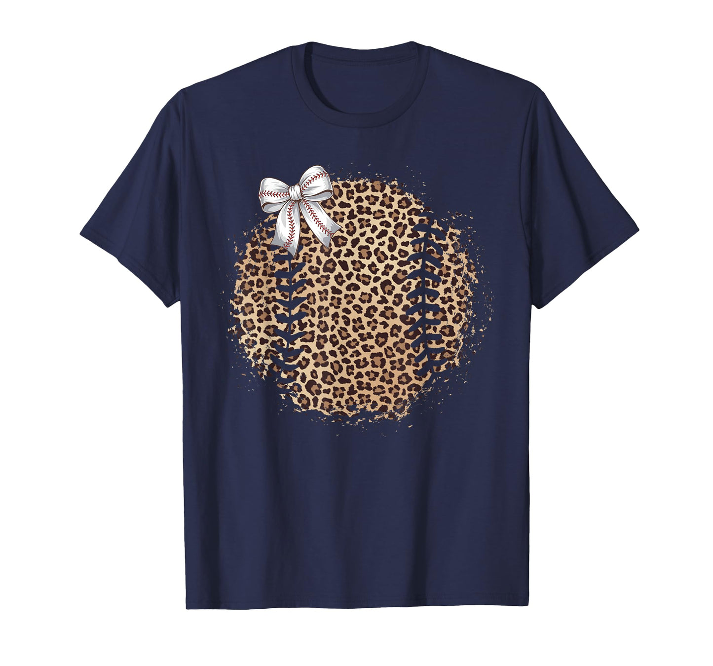 Baseball Mom Leopard Coquette Bow Baseball Mama Game Day T-Shirt