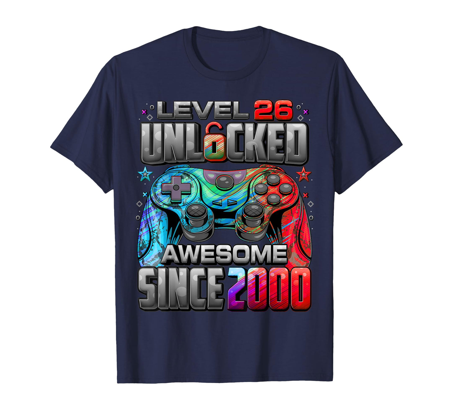 Level 26 Unlocked Awesome Since 2000 26th Birthday Gaming T-Shirt