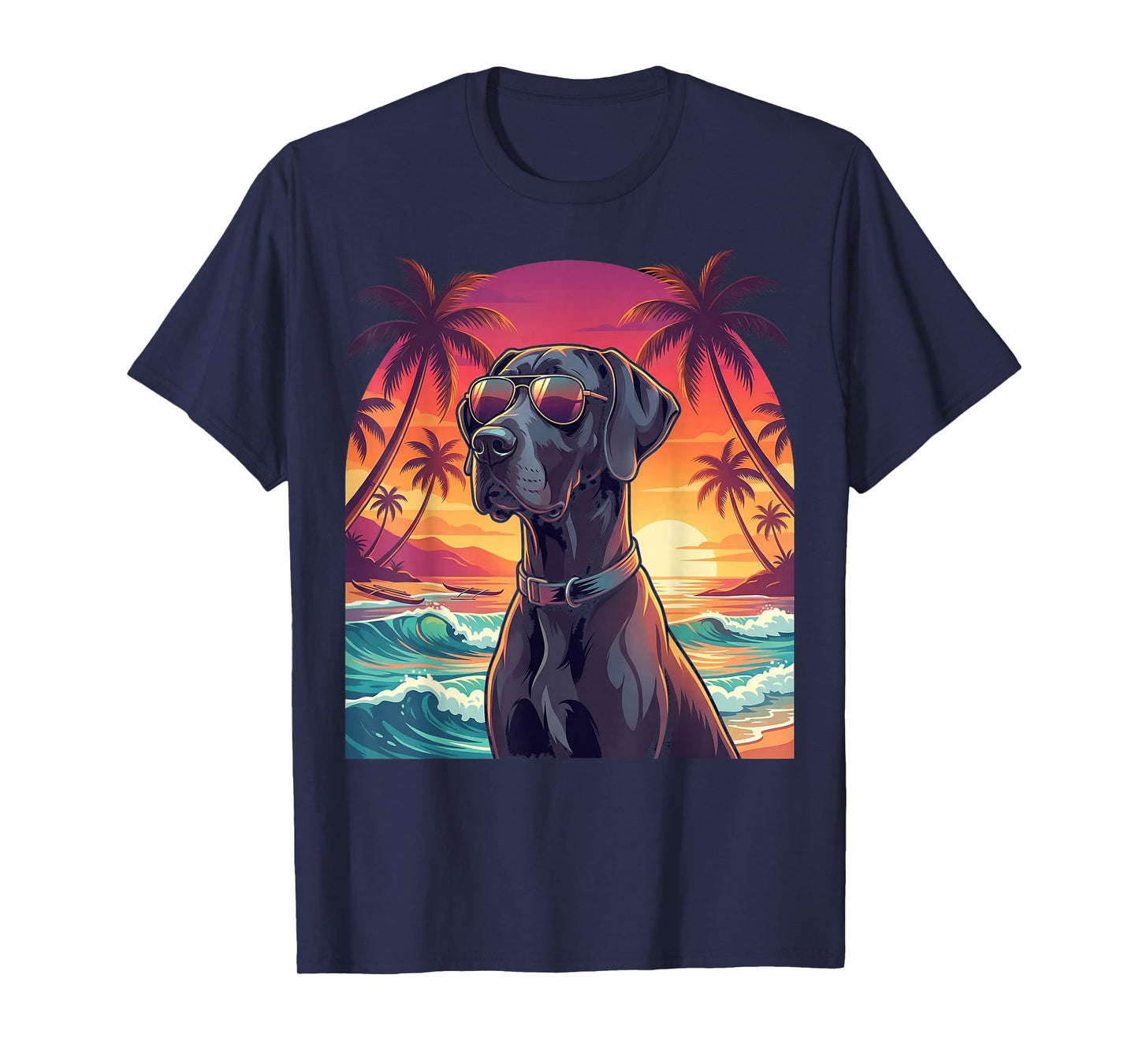 Funny Retro Great Dane Hawaiian Mom Dad Vacation Hawaii T-Shirt