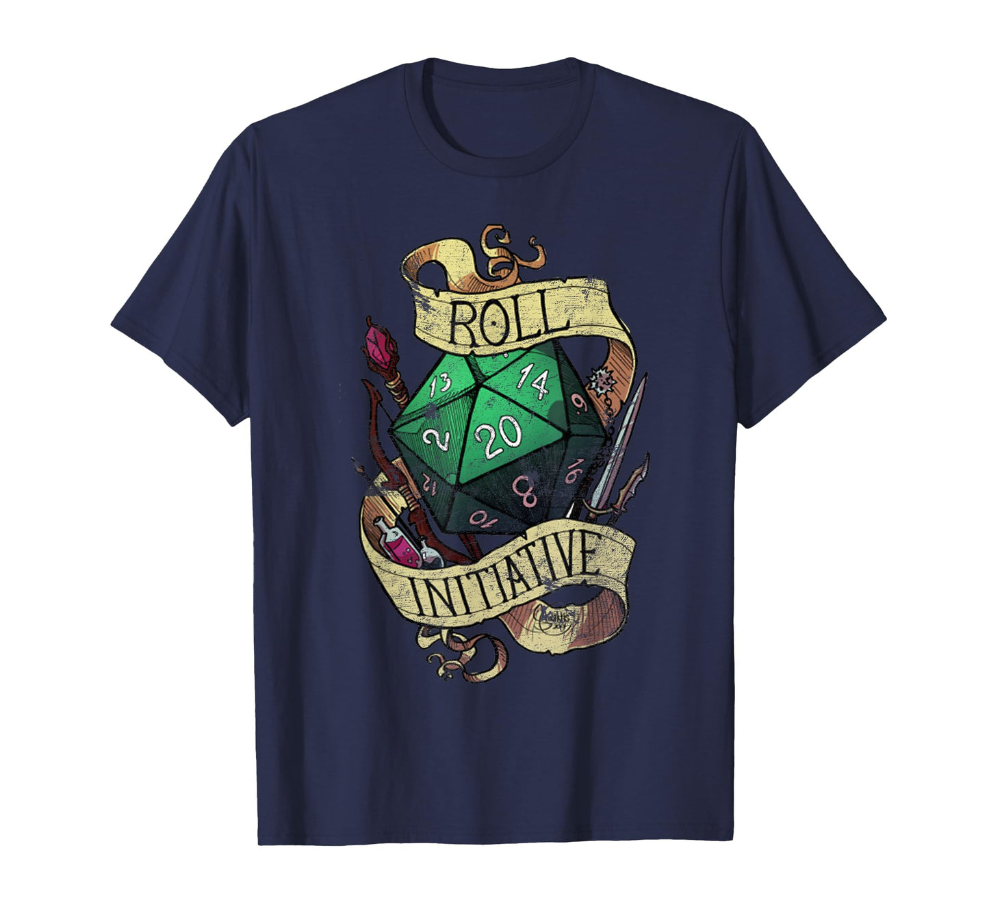 Vintage Funny Take the Initiative roll Retro Gaming Gamer T-Shirt
