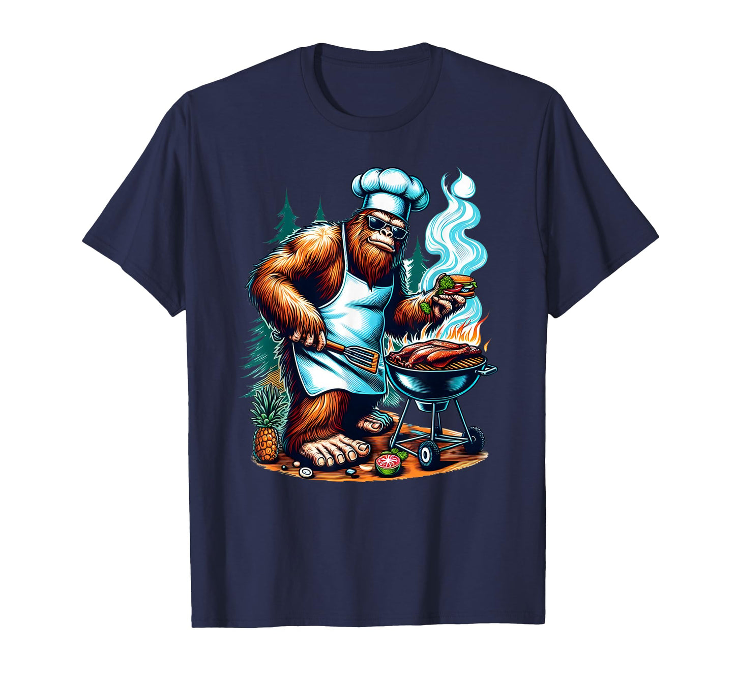 BBQ Master Bigfoot Chef Grill Cooking Barbecue Dad Funny T-Shirt