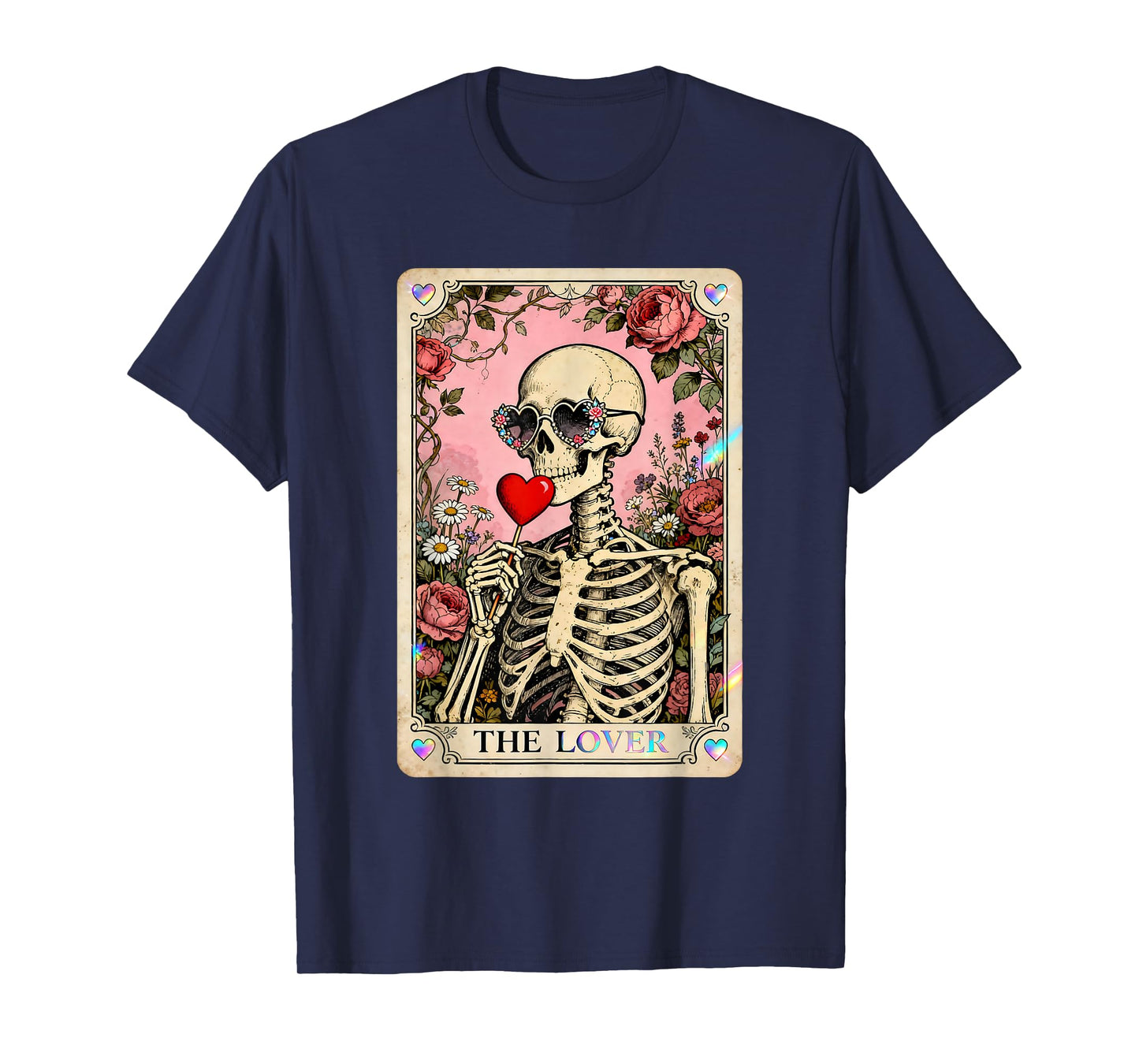 The Lover Skeleton Gothic Valentine Tarot Art T-Shirt