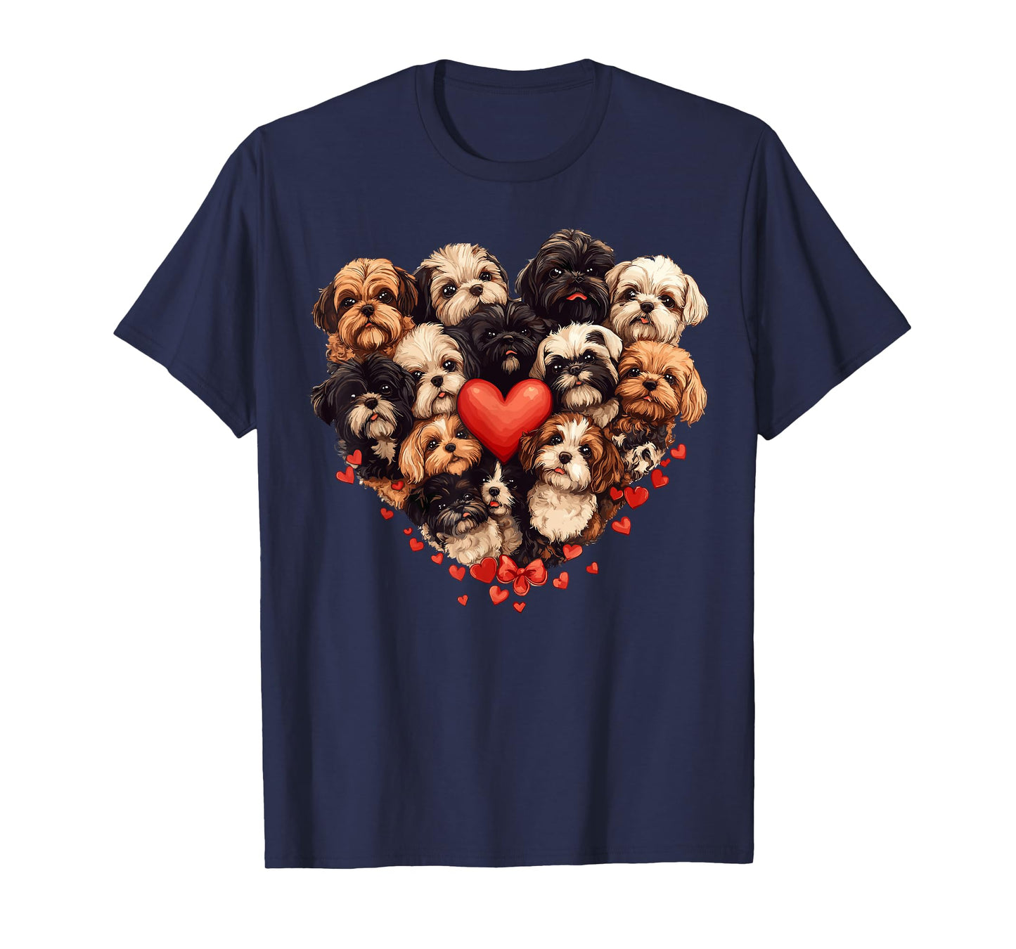 Shih Tzu Heart-shaped Cute Shih Tzu Valentines Day Dog Lover T-Shirt for Men Women Girls Kids