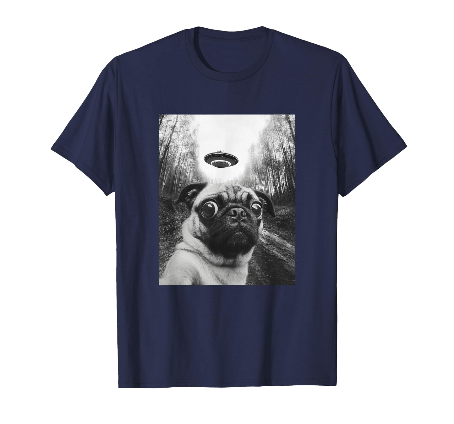 Pug UFO Meme - Funny Pug Selfie with UFO T-Shirt