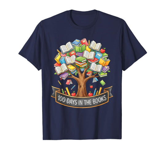 100 Days of School in The Books Librarian Reading Teacher T-Shirt