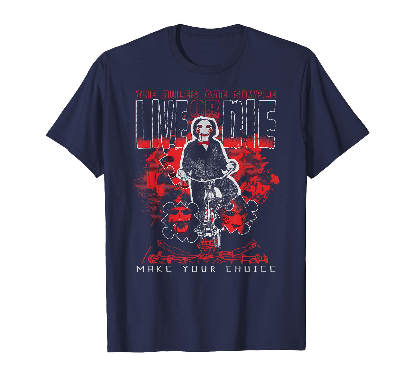 Saw The Rules are Simple Jigsaw Puzzle Pieces Horror Movie T-Shirt