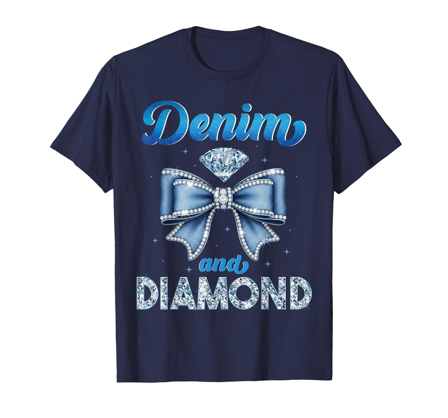 Denim And Diamonds Coquette Bow Ladies Women T-Shirt