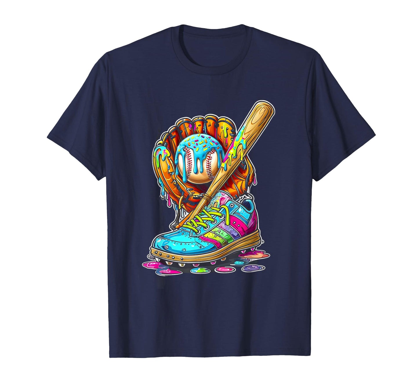 Ice Cream Drip Baseball Stuff Softball Drip Glove Bat Shoe T-Shirt