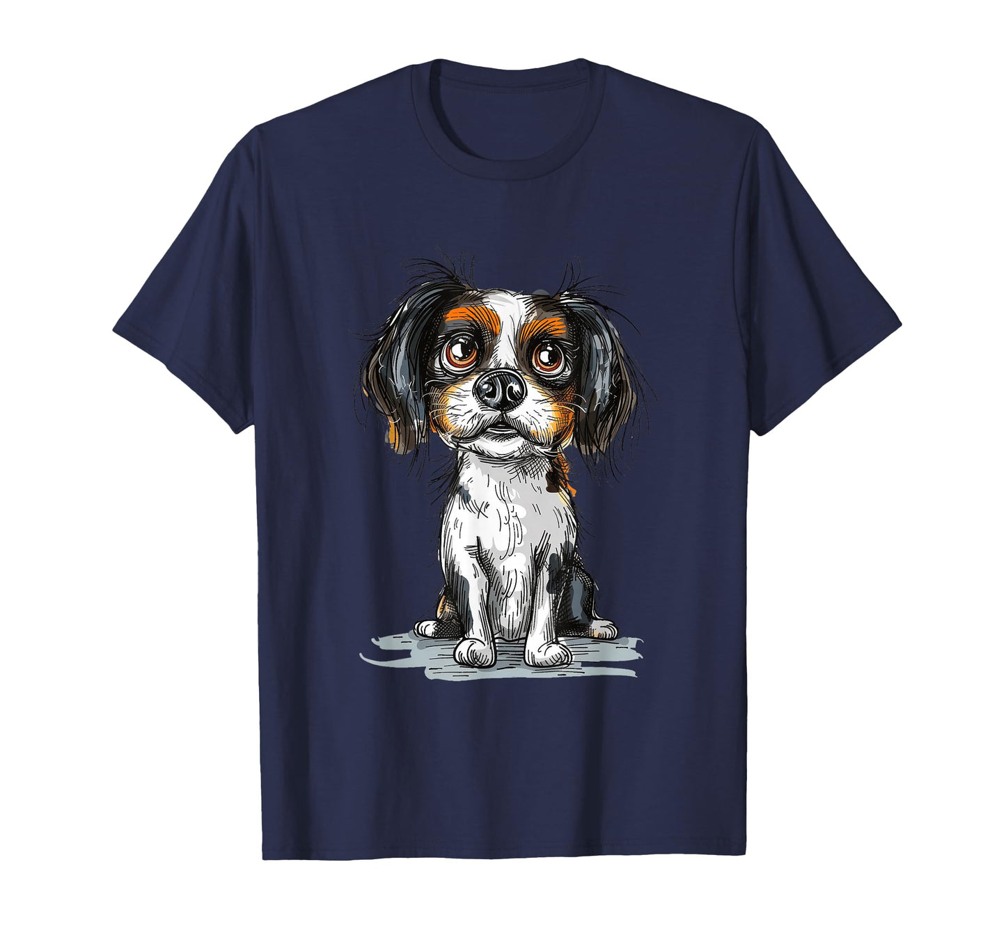 Cute Tricolor Cavalier King Charles Spaniel Puppy Dog Art T-Shirt