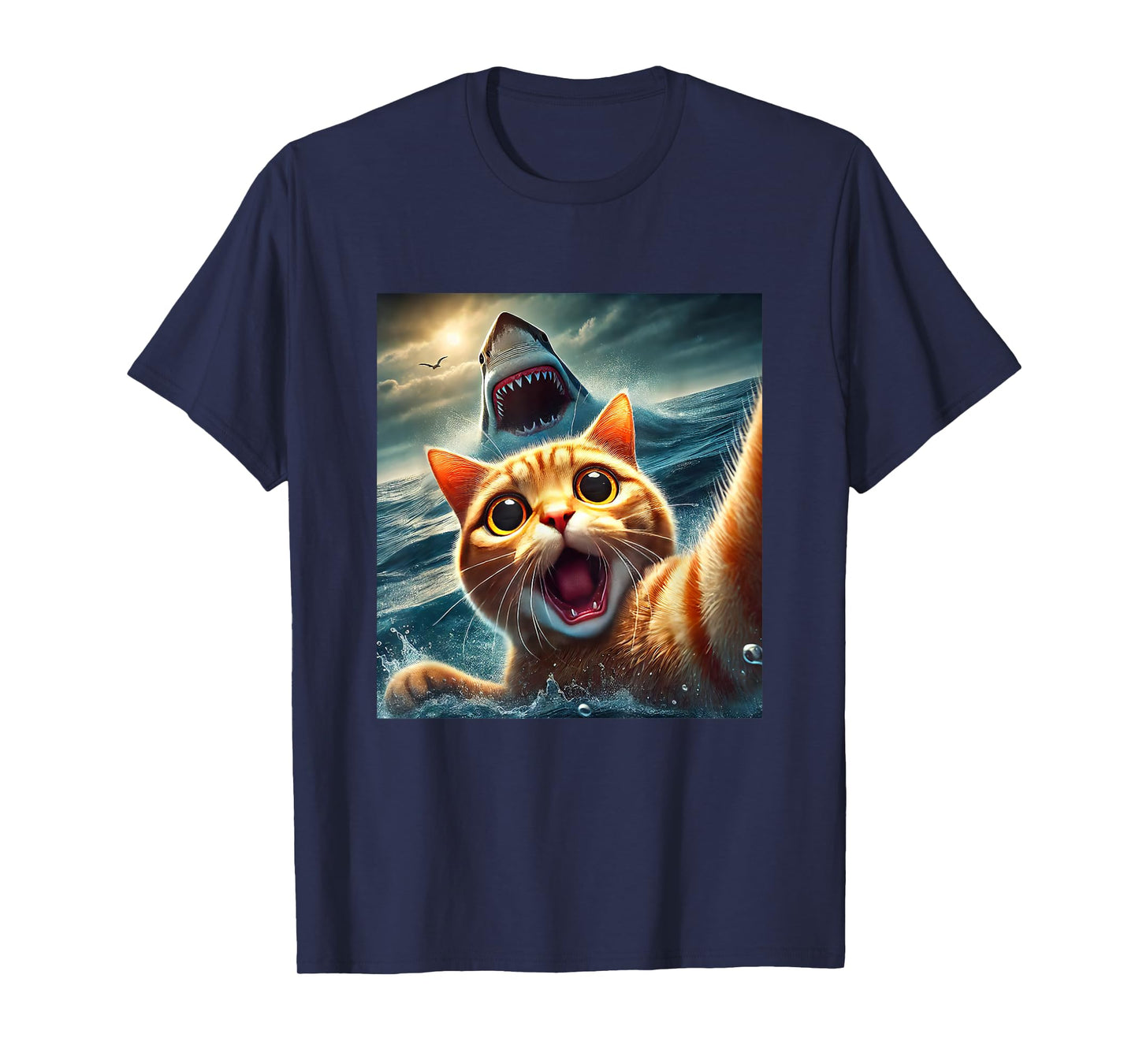 Cat Selfie With Shark Funny T-Shirt