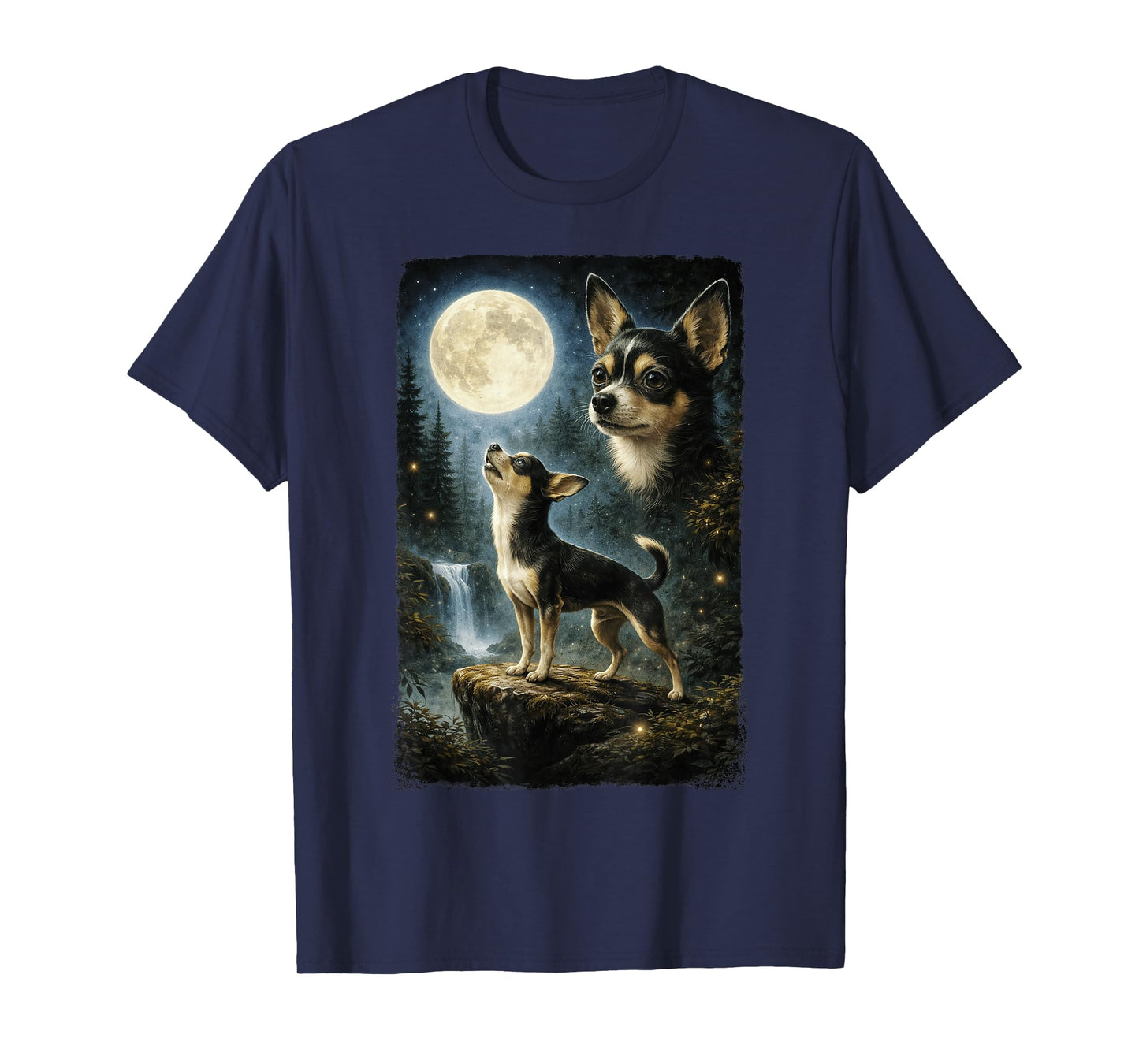 Funny Chihuahua Art Design Chihuahua Howling at The Moon T-Shirt