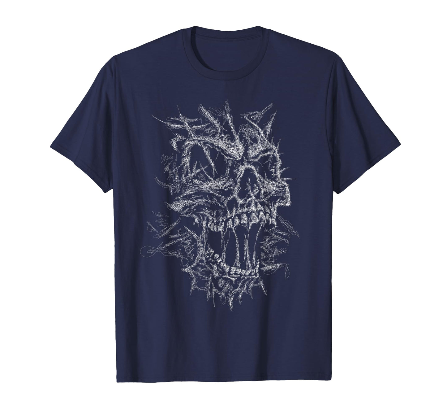 skull face scribble black art head for lover skeleton sketch T-Shirt