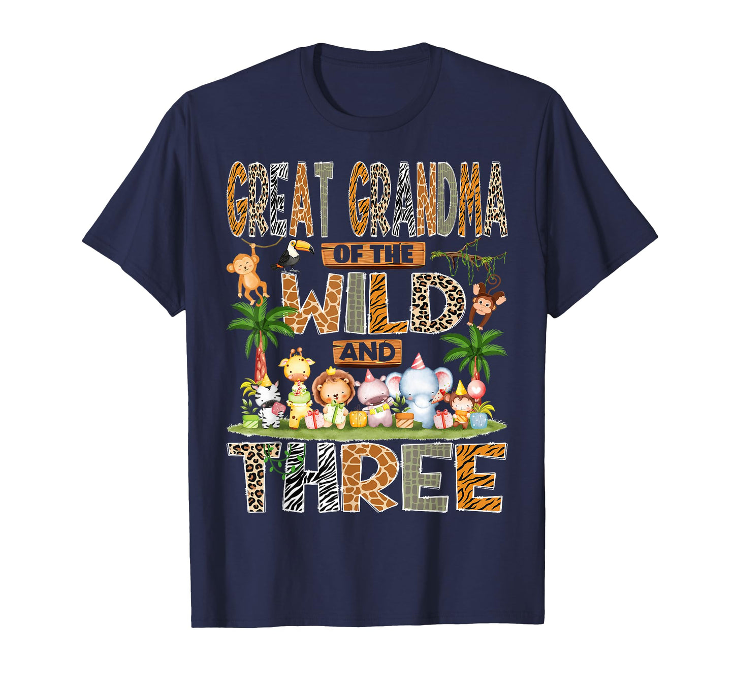 Great Grandma of The Wild & Three 3rd Birthday Boy Safari T-Shirt