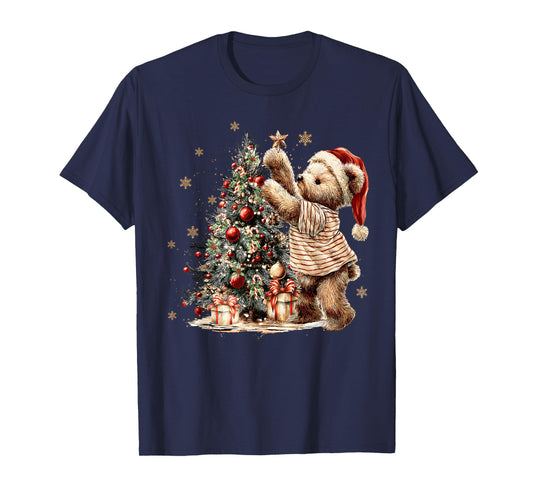 Retro Vintage Christmas Tree and Teddy Bear Holiday Season T-Shirt
