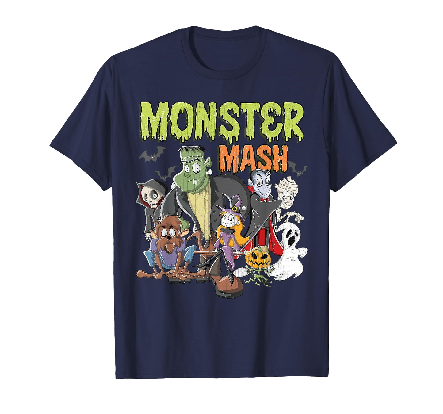 Monster Mash Vintage Halloween Funny Spooky Womens Men Kids T-Shirt
