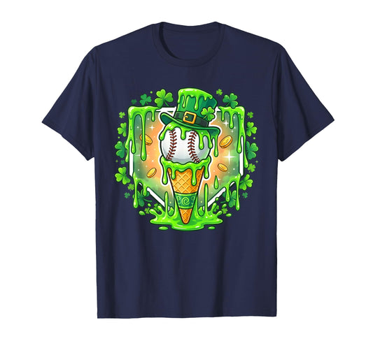 St Patrick Day Baseball Drip Ice Cream Baseball Home Plate T-Shirt
