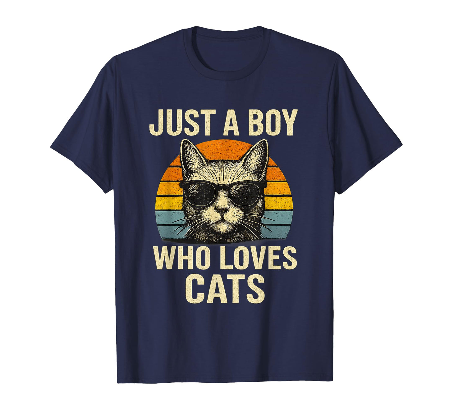 Vintage Just A Boy Who Loves Cats Boy Kid Cat Lover For Boys T-Shirt