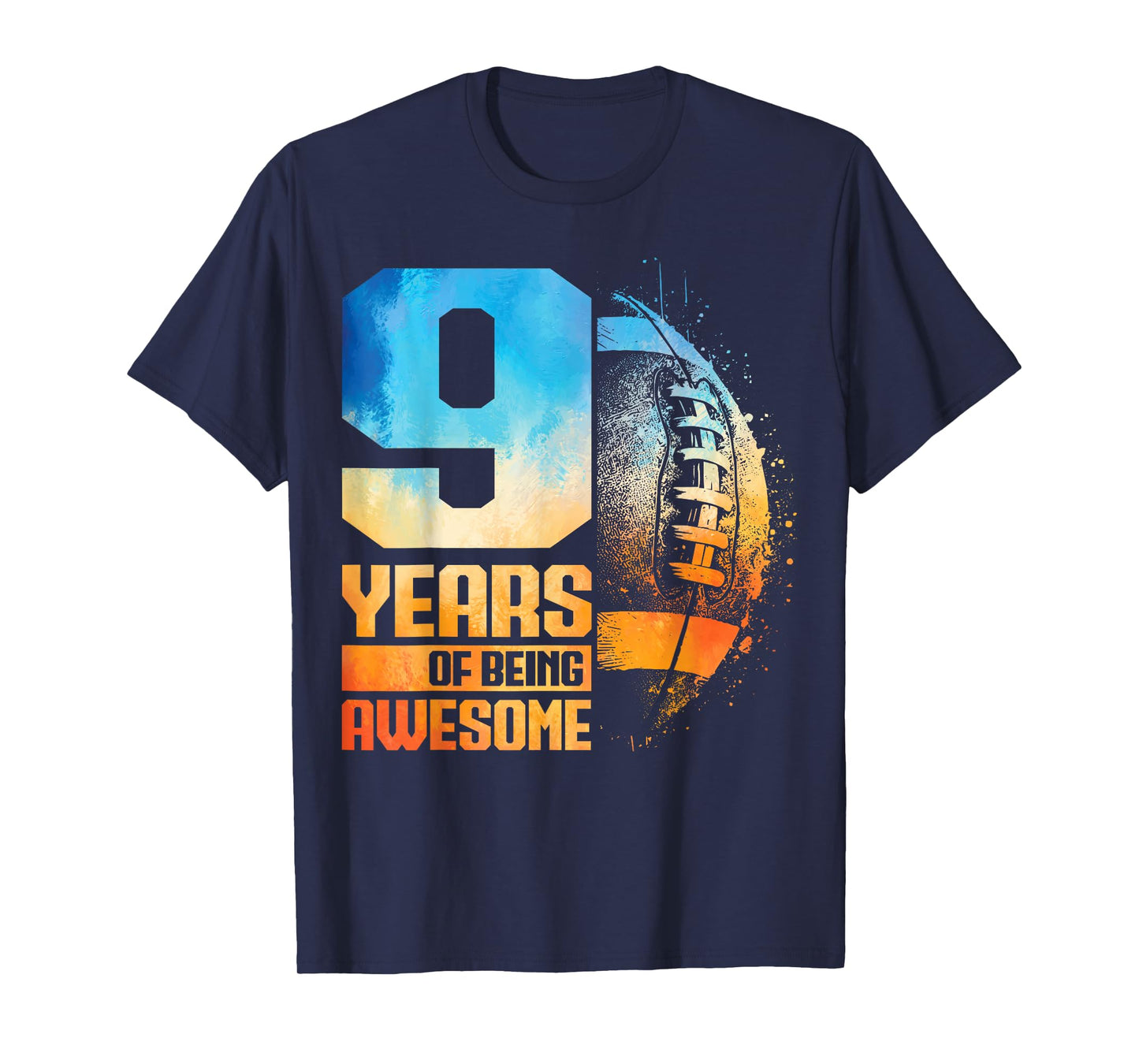 9th Birthday Retro American Football 9 Years Old Boy Girl T-Shirt