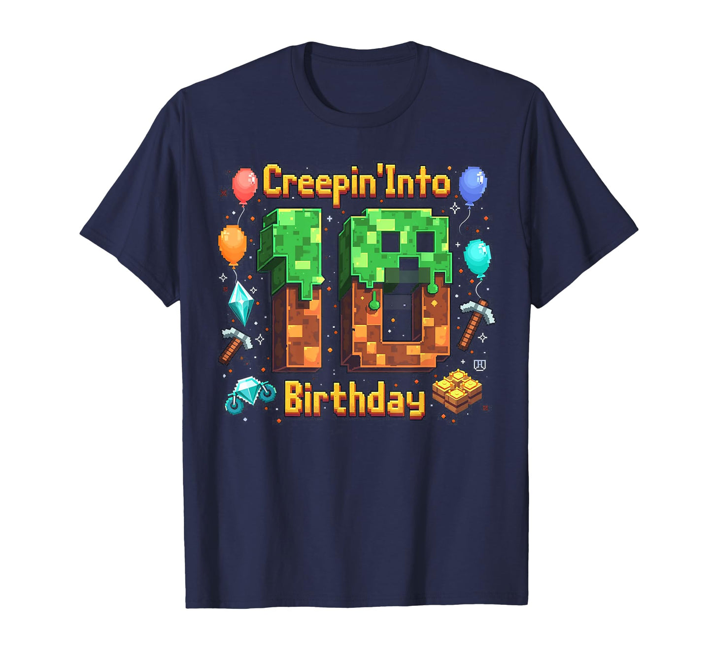 It's My 10th Birthday Boy Gamer Creepin’ Into 10 Gamer Pixel T-Shirt