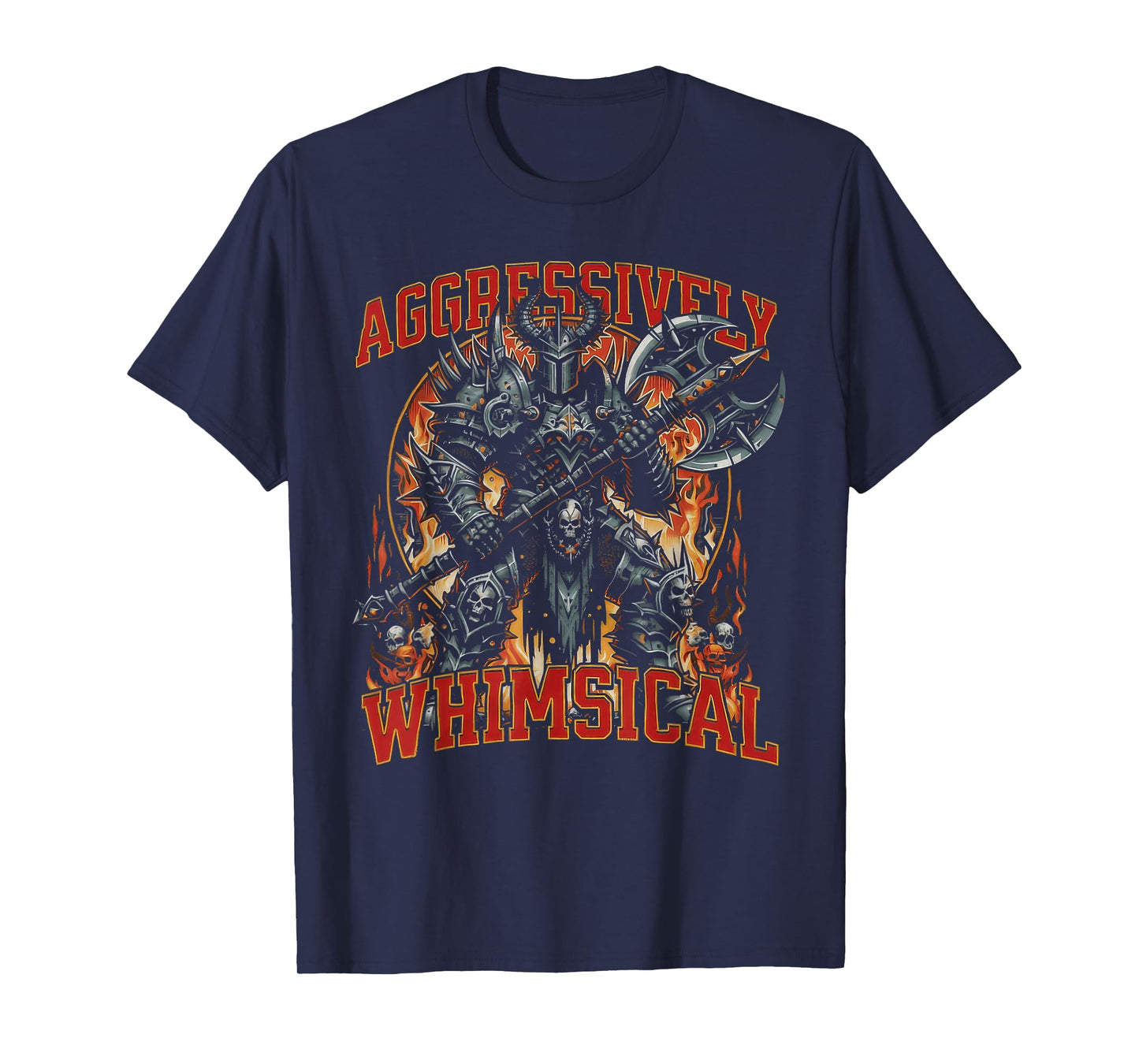 Aggressively Whimsical Dark Fantasy Warrior Battle Design T-Shirt