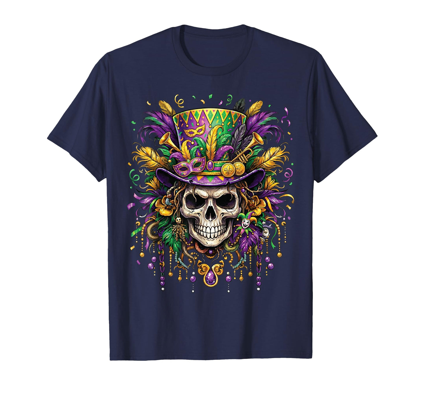 Skull Mardi Gras Men Women Kids Carnival New Orleans Parade T-Shirt