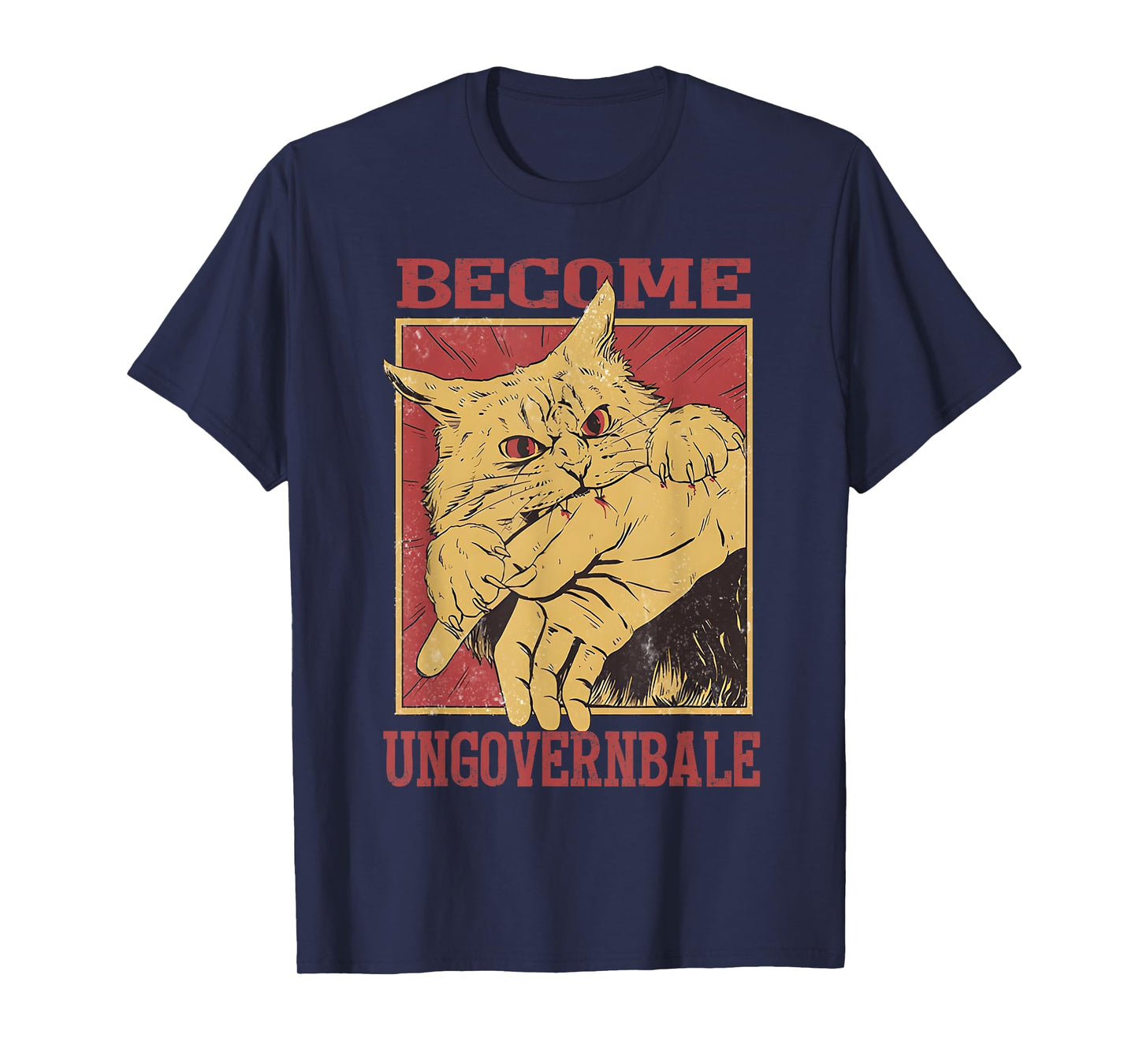 Become Ungovernable - Black Cat Biting Hand Funny Meme T-Shirt