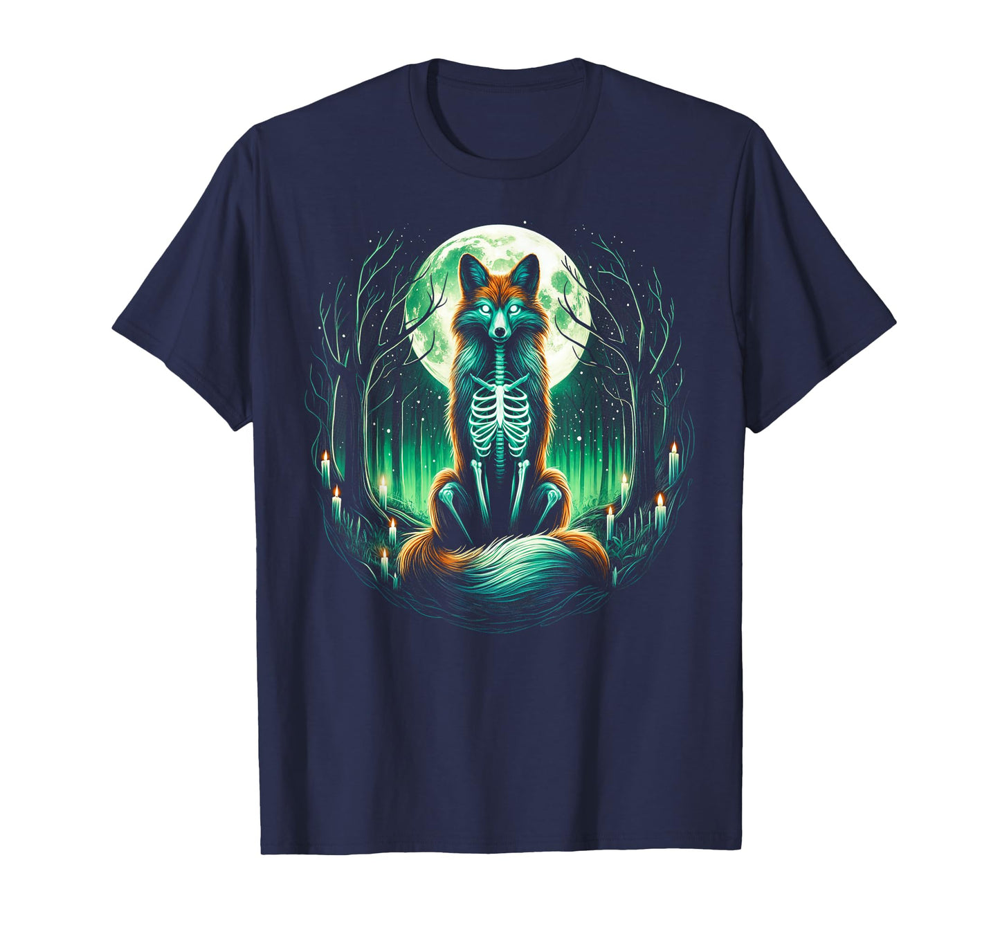 Cool Fox Skeleton Halloween Christmas Birthday T-Shirt