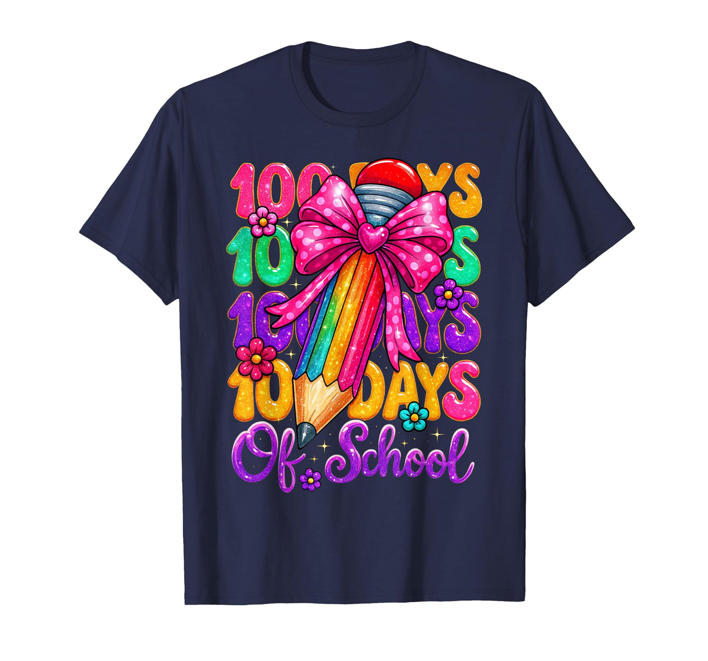 100 Days of School Pencil Coquette 100 Days Smarter T-Shirt