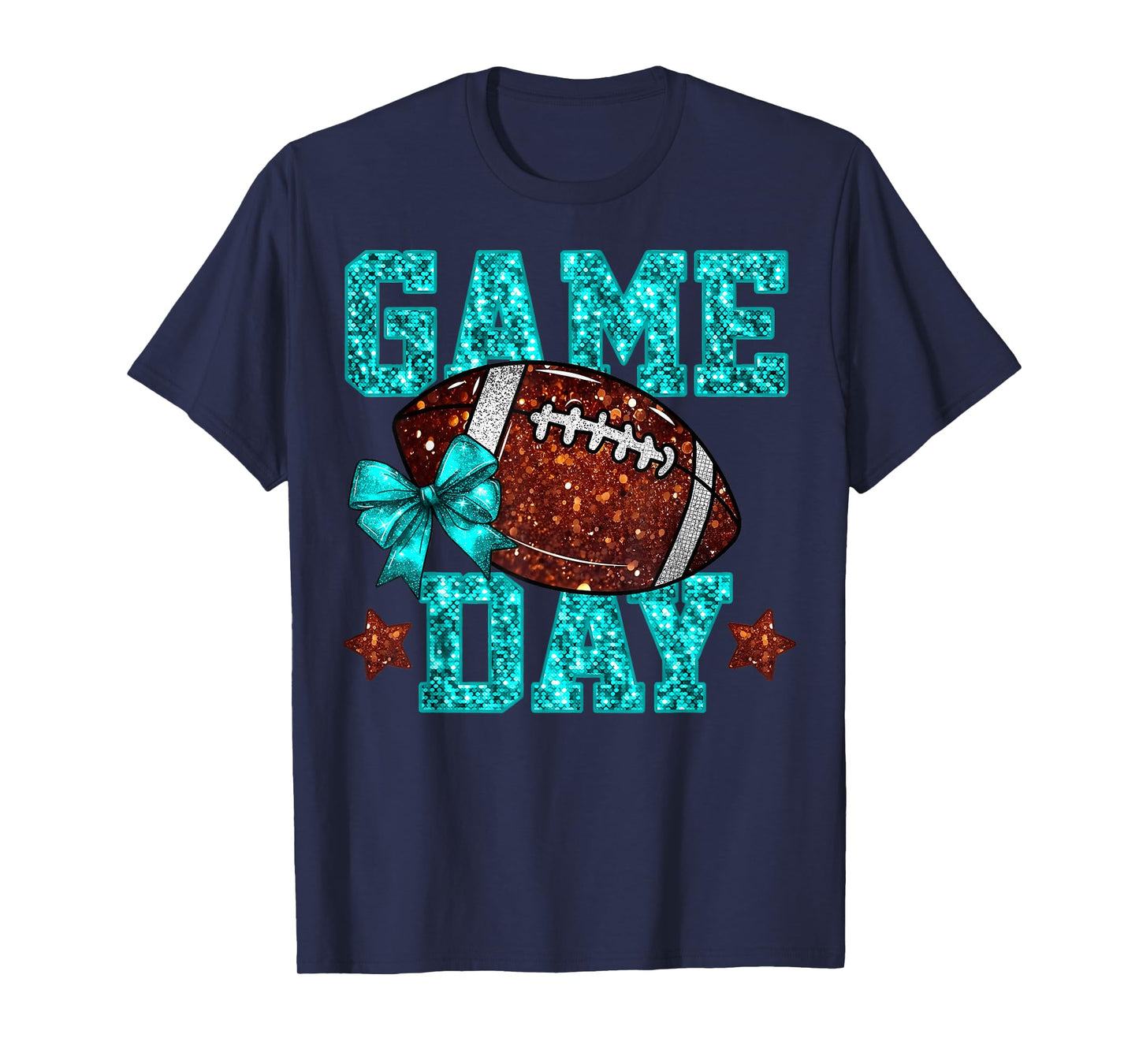Game Day Football Teal Coquette Bow Team Spirit Touchdown T-Shirt