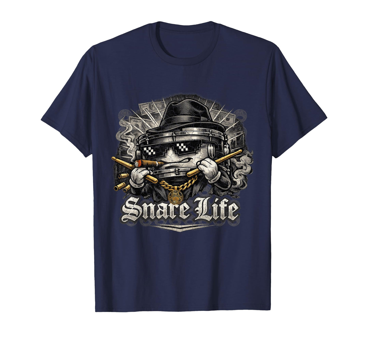 Funny Drummer Snare Life Cartoon Character T-Shirt