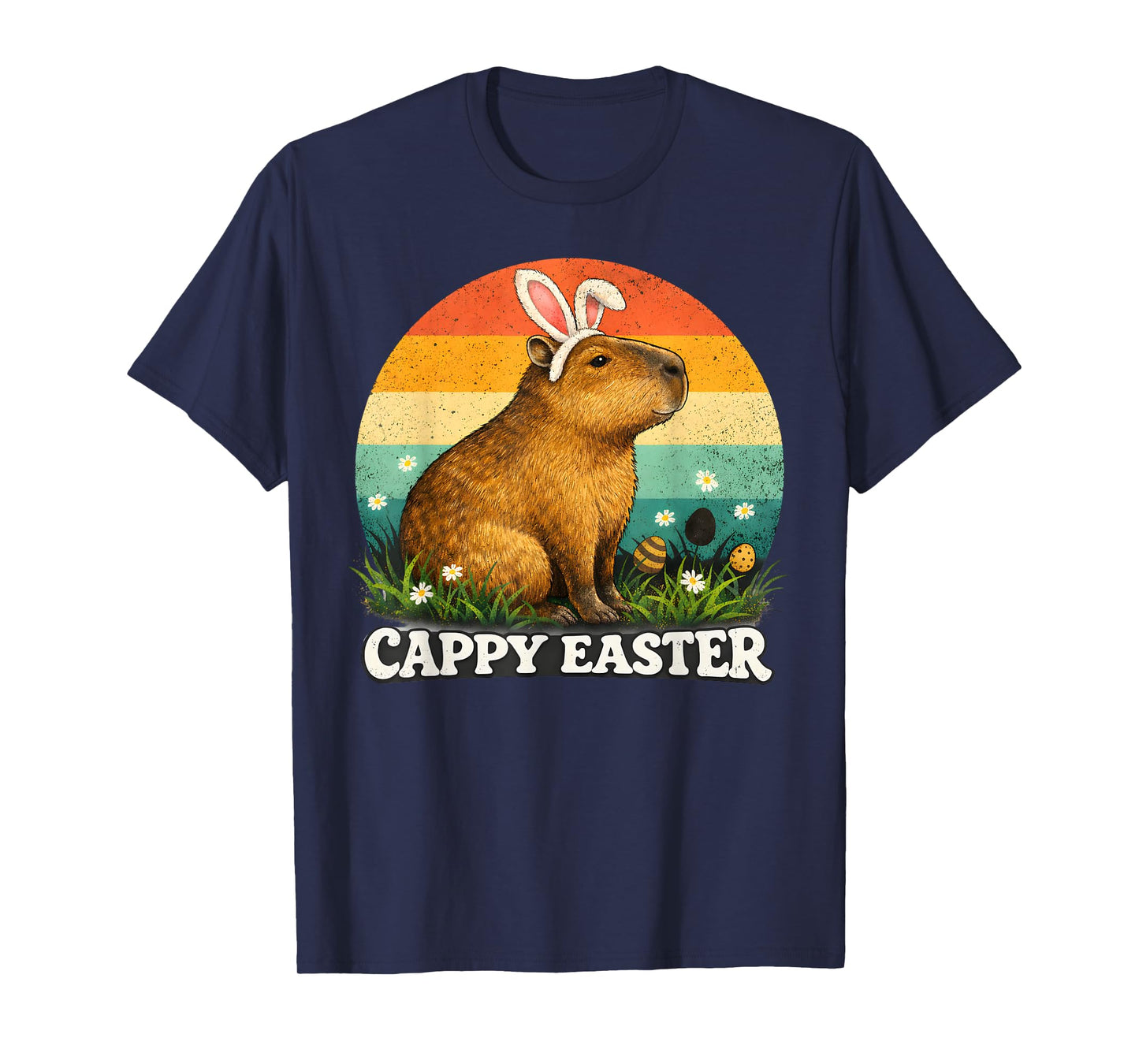 Funny Cappy Easter Capybara Easter Bunny Men Women Kids T-Shirt