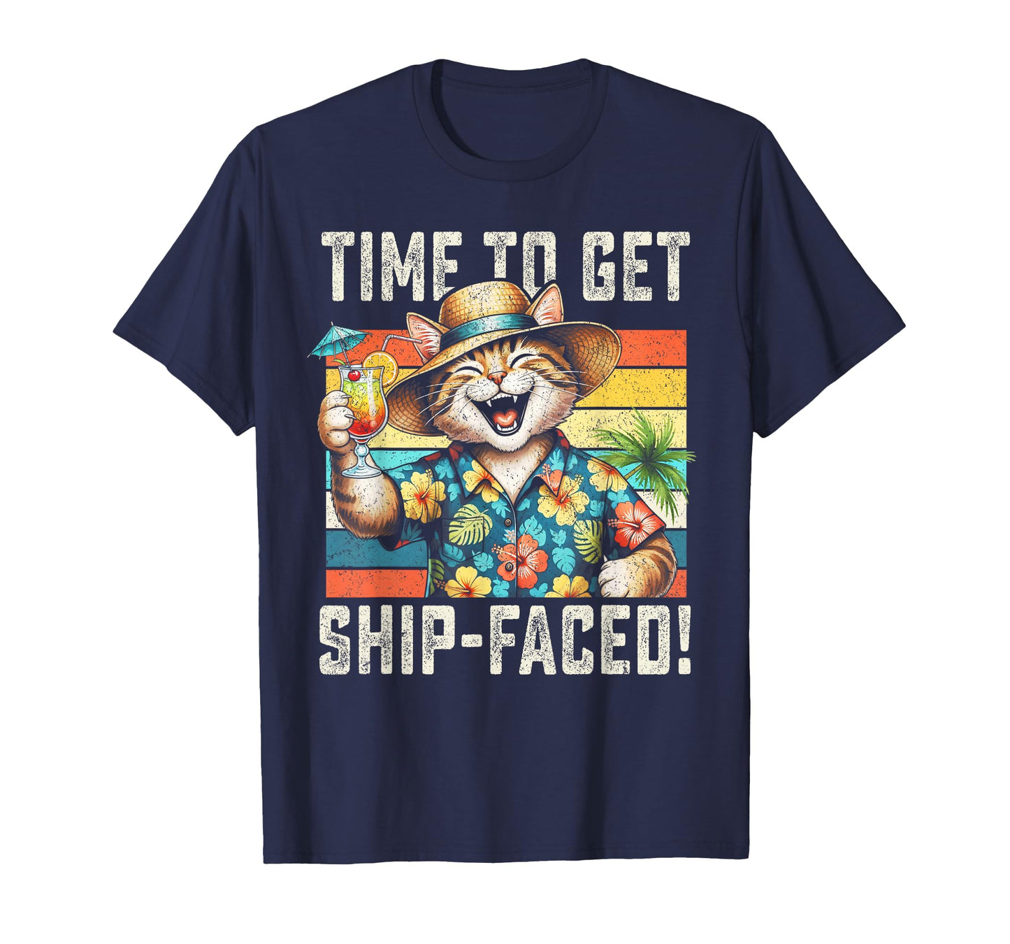 Couple Cruise Vintage Cruising cat Tropical Men Women T-Shirt