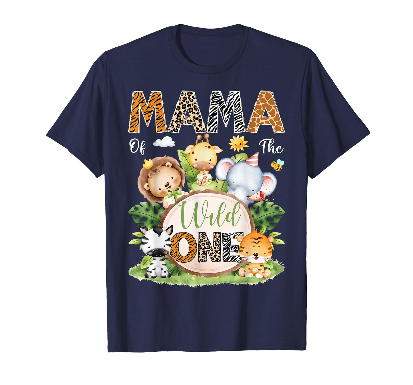 Mama Of The Wild One 1St Birthday Kids Safari Jungle T-Shirt