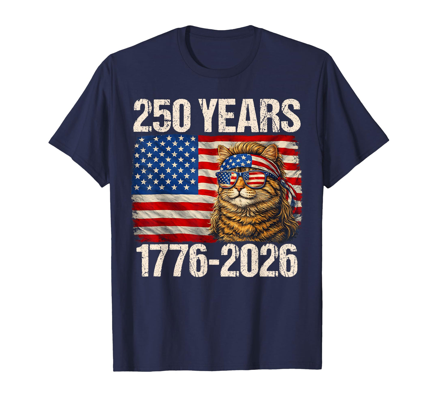 250 Years Cat American Flag 250th Anniversary 4th of July T-Shirt