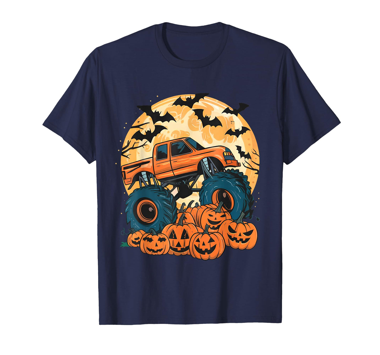 Ghost Truck Moon Pumpkin Toddler Boys Halloween Teens Kids T-Shirt